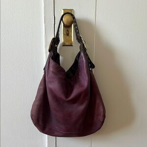 Be & D Purple Leather (Deerskin) Hobo Bag
